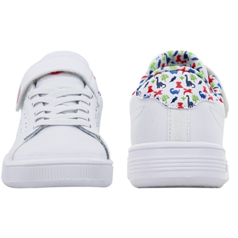 New in Box K-Swiss LITTLE KIDS COURT CASPER VLC WHITE/DINO Sz 12 - Picture 1 of 12